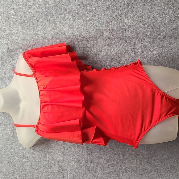 Holipick 1 pc. Red Off Shoulder Swimsuit With Lattice Side Opening NWT (… - Picture 1 of 14